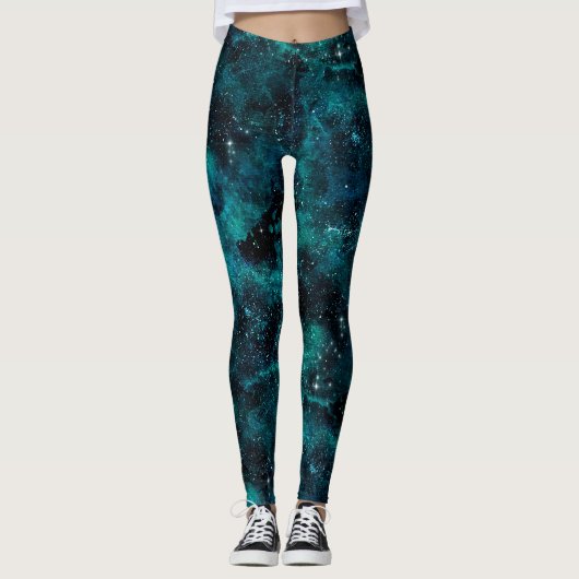 Teal Galaxy Series Design 4 Leggings (Voorkant)