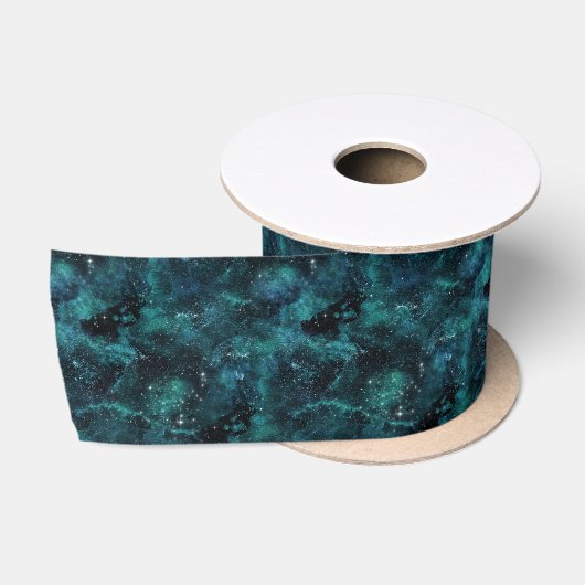 Teal Galaxy Series Design 4 Satijnen Lint (Spoel)