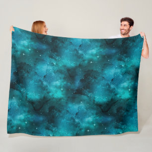 Teal Galaxy Series Design 7 Fleece Deken