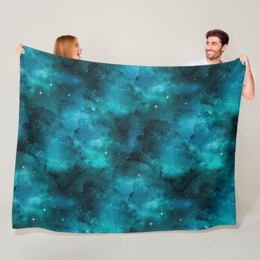 Teal Galaxy Series Design 7  Fleece Deken (In situ)