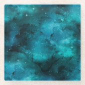 Teal Galaxy Series Design 7 Glazen Onderzetter (Voorkant)