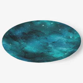 Teal Galaxy Series Design 7 Papieren Bordje