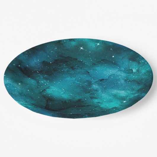 Teal Galaxy Series Design 7 Papieren Bordje (Gekanteld)