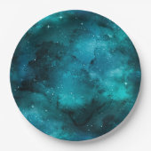 Teal Galaxy Series Design 7 Papieren Bordje (Voorkant)