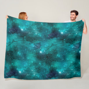 Teal Galaxy Series Design 8  Fleece Deken