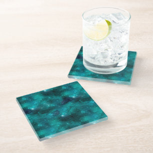 Teal Galaxy Series Design 8 Glazen Onderzetter