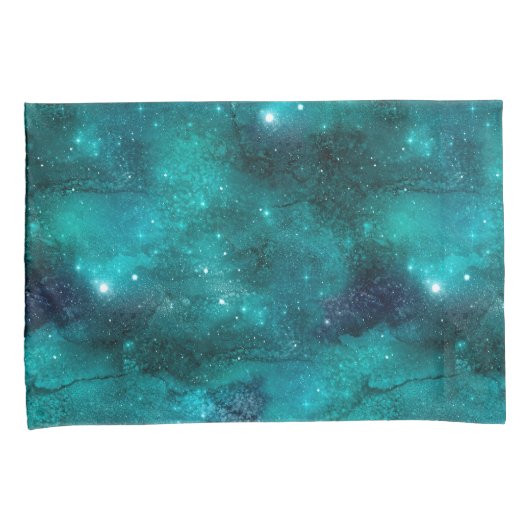 Teal Galaxy Series Design 8 Kussensloop (Voorkant-Rechts)