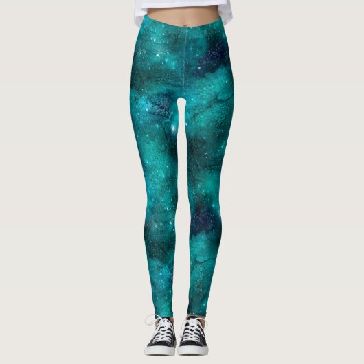 Teal Galaxy Series Design 8 Leggings (Voorkant)