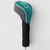 Teal Geborsteld Metaal Zwart Wit Schrift Monogram Golfheadcover (Schuin)