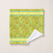 Teal geel paisley bad handdoek (Wasdoekje)