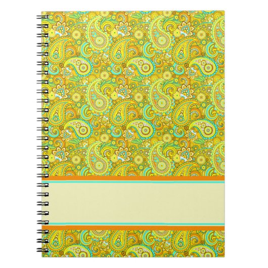 Teal geel paisley notitieboek (Voorkant)