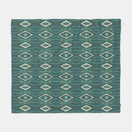 Teal Geometric Abstract Diamond Fleece Blanket