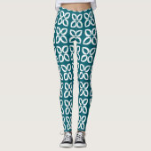 Teal Geometric Flower Pattern Women's Leggings (Voorkant)