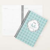 Teal Geometric Pattern Custom Monogram Name Planner (Display)