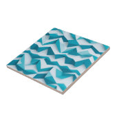 Teal geometrisch Chevron 3D-patroon Tegeltje (Zijkant)
