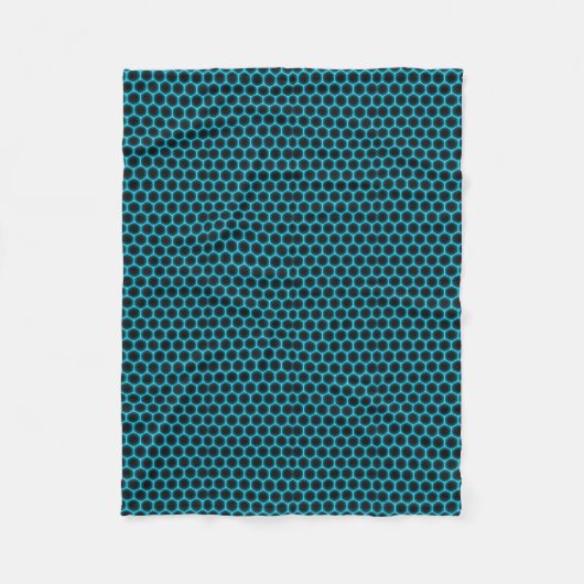 Teal geometrisch honingraatpatroon fleece deken (Voorkant)