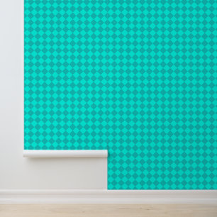 Teal geruite diamant patroon behang