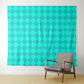 Teal geruite diamant patroon  wandkleed (In Situ (horizontaal))