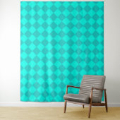 Teal geruite diamant patroon  wandkleed (In situ)