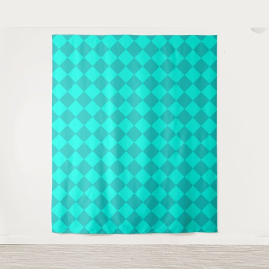Teal geruite diamant patroon  wandkleed (Voorkant)