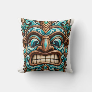 Teal Gesneden Guardian Tiki Kussen