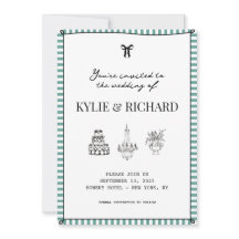 Teal gestreepte rand Save The Date