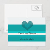 Teal Gestreepte Save the Date Aankondigingskaart (Voorkant / Achterkant)