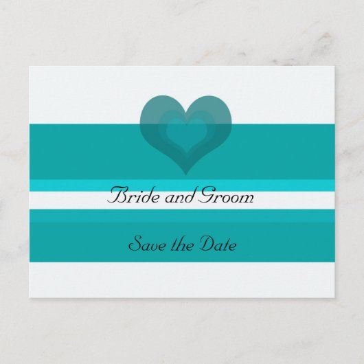 Teal Gestreepte Save the Date Aankondigingskaart (Voorkant)