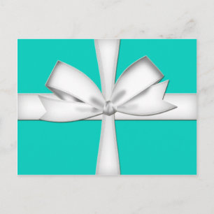 Teal Gift Card with Bow Postcard Briefkaart