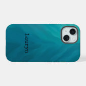 Teal glazen textuur iPhone 15 case (Achterkant horizontaal)