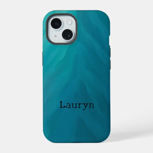Teal glazen textuur iPhone 15 case (Achterkant)