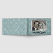 Teal Glitter Damask with Photo Frame Guest Book Gastenboek (Volledig)