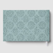 Teal Glitter Damask with Photo Frame Guest Book Gastenboek (Achterkant)