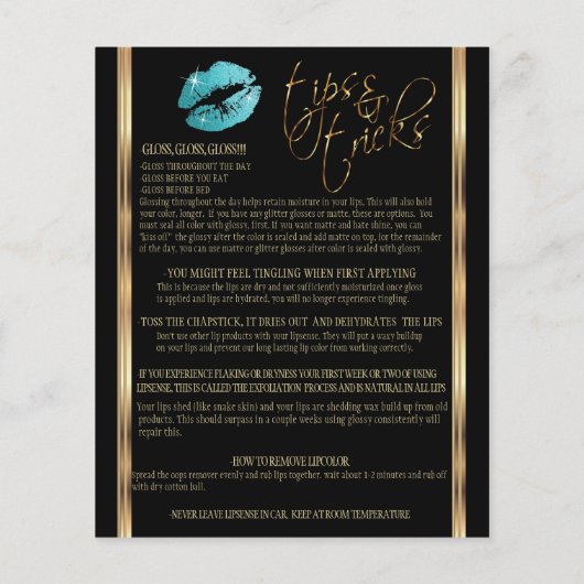 Teal Glitter Lip Instructies Flyer (Achterkant)