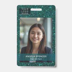 Teal Glitter Professional Event ID naamkaartje fot Badge