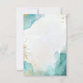 Teal Gold Abstract Beach Wedding Meal Options RSVP Kaartje (Achterkant)