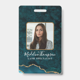 Teal Gold Agate Marmeren Zakelijk Bedrijfs-ID Badge