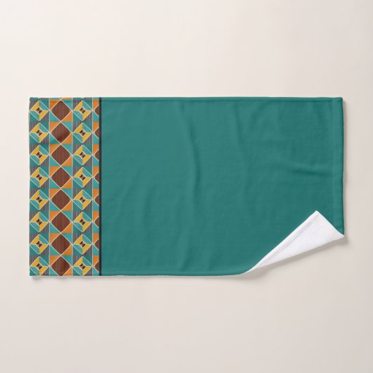 Teal Gold and Black Geometric Pattern Bad Handdoek (Handdoek)
