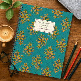 Teal Gold Boho Chic Vintage Floral Student Custom Notitieboek