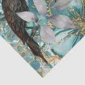 Teal & Gold Distressed Floral & Ravens Tissuepapier (Detail)