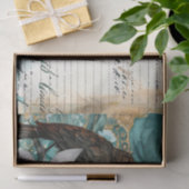 Teal & Gold Distressed Floral & Ravens Tissuepapier (Geschenk)