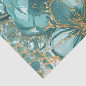 Teal & Gold Distressed Floral & Ravens Tissuepapier (Detail)
