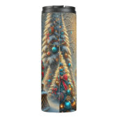 Teal Gold Festive Train Snowy Forest Thermosbeker (Achterkant)