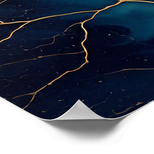 Teal Gold Fluid Art Abstract Poster (Hoek)