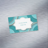 Teal Gold Layered Circles with Bracket Frame Magnetisch Visitekaartje (Voorbeeld)