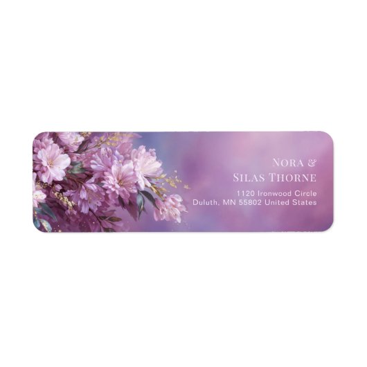 Teal Gold Leaf Pink Cherry Blossom Etiket (Voorkant)