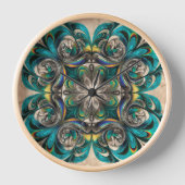 Teal & Gold Mandala Wall Clock (Voorkant)