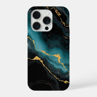 Teal & Gold Marble Luxe Phone Case iPhone 15 Pro Case