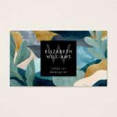 Teal Gold Modern Abstract Monogram Business Cards Visitekaartje (Voorkant)