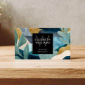 Teal Gold Modern Abstract Monogram Business Cards Visitekaartje